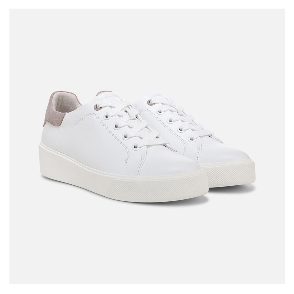 Naturalizer Morrison 2.0 Lace Up Sneaker White / Turtledove Taupe Leather NIB